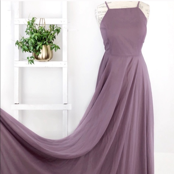 Flowy Maxi Crisscross Open Back Lilac Formal Dress - Picture 7 of 13
